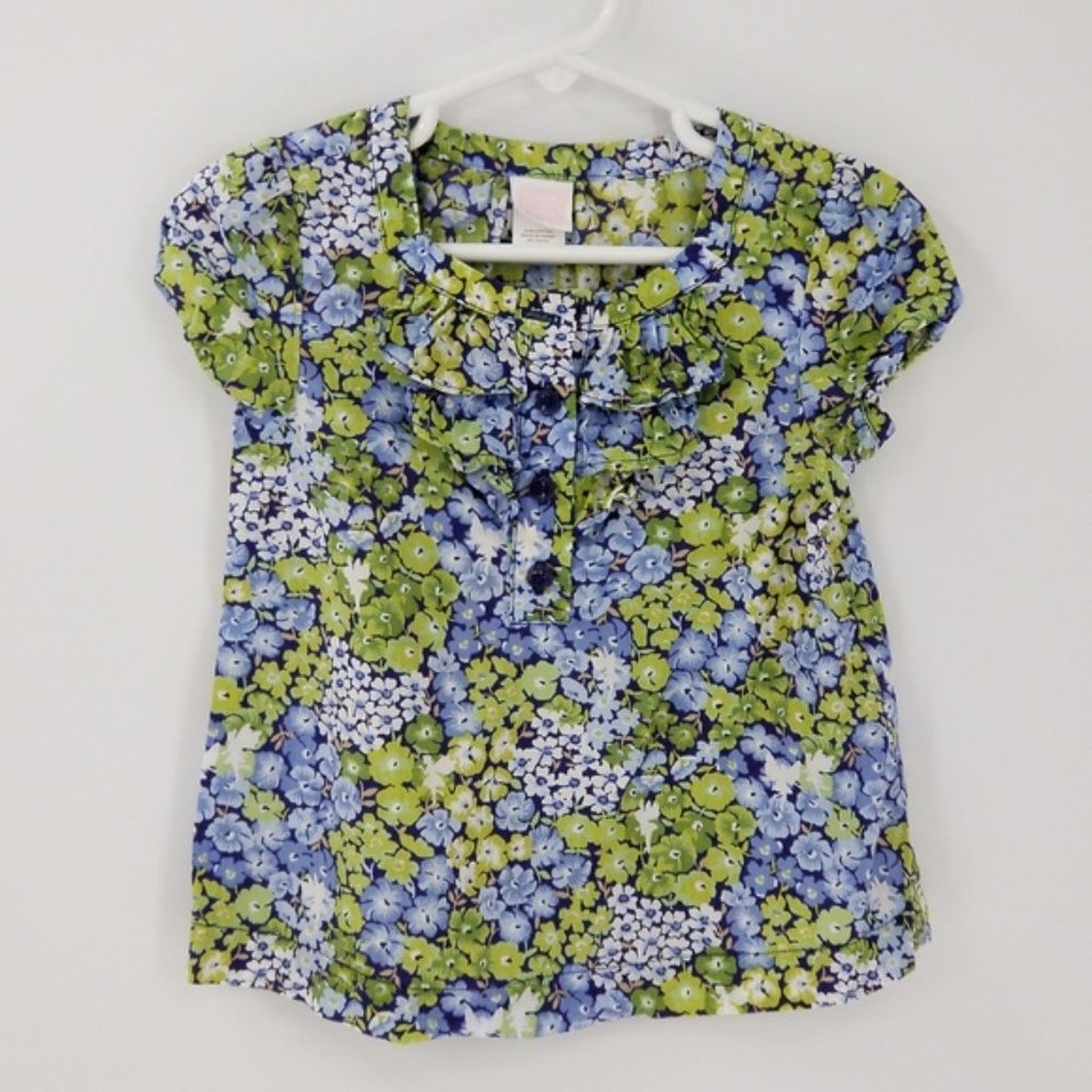 Janie and Jack Floral Print Ruffle Front Blouse